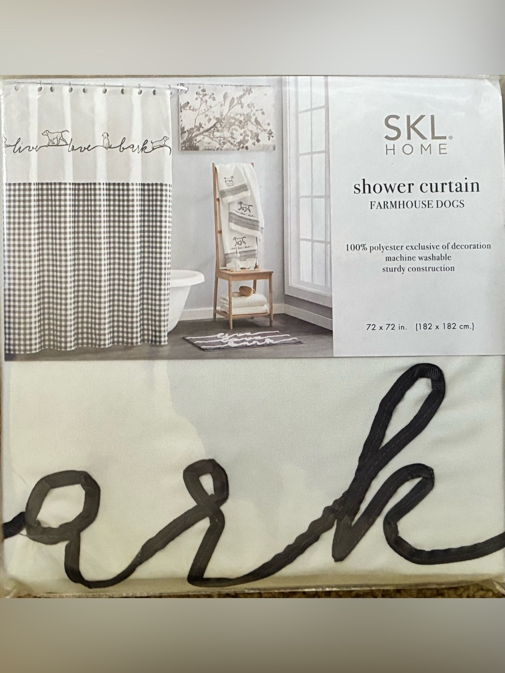 Farmhouse Dogs Shower Curtain - Black & White